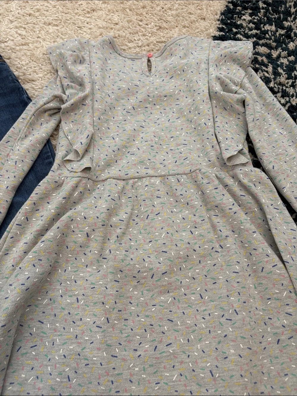 Girls Gray Sprinkle Long-Sleeve Dress, Nautica Jacket, OshKosh Jeans